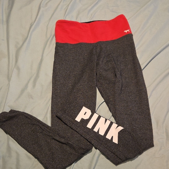 PINK Victoria's Secret Pants - PINK Victoria's Secret Kids Leggings - Charcoal and Red